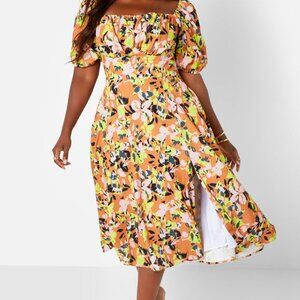 NWT Rebdolls Alice Floral Keyhole Tie Front Midi A Line Dress size 1X